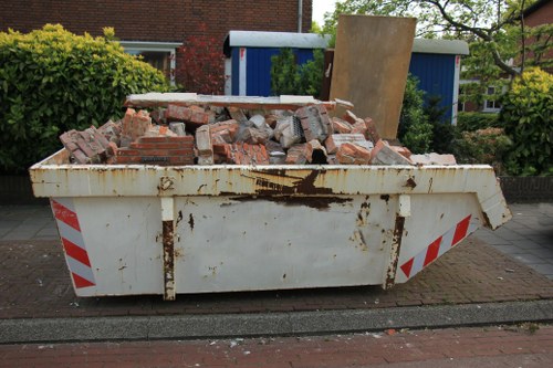 Construction site with debris being cleared